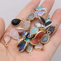 5pcs natural semi precious stonewater water drop shaped gilt edge for diy necklace bracelet jewelry making beautiful fashionable