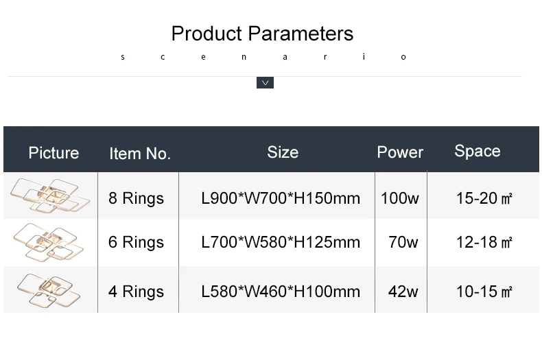 Квадратный Circel кольца потолочные светильники для Гостиная Спальня дома AC85-265V