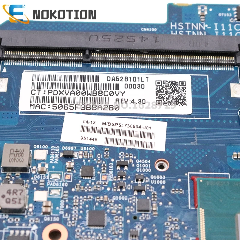 NOKOTION 730804-001 730804-501 730804-601 для hp Elitebook 840 G1 Материнская плата ноутбука SR1ED I5-4300U процессор HD 8750M графика