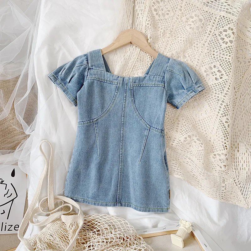 

Baby Cute Dresses Denim Clothes For Kids Girl Toddler 4 5 6 years Birthday Princess Fashion Girls Dress Elegant 2021 Summer