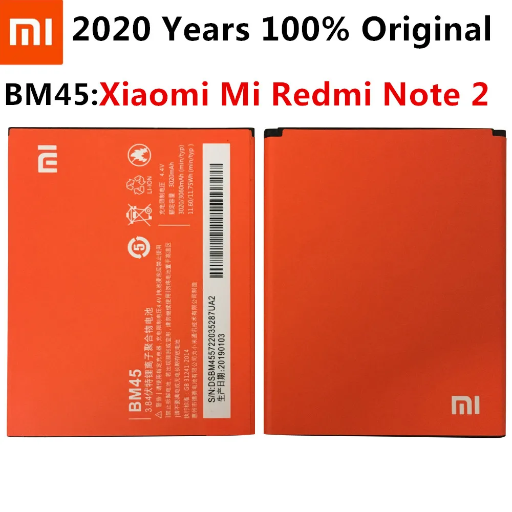 Оригинальный аккумулятор BM45 для Xiaomi Redmi Note 2 Hongmi Note2 сменные батареи с реальной