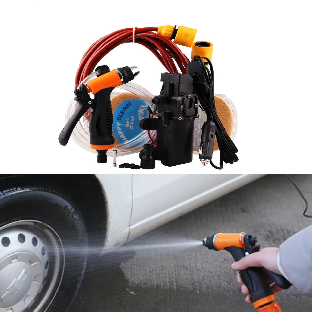 1 Set 12V Portable Car Washer Gun Pump High Pressure Spray Washing Machine Car Cleaning For Car Wash Auto Care Kit  Rubber