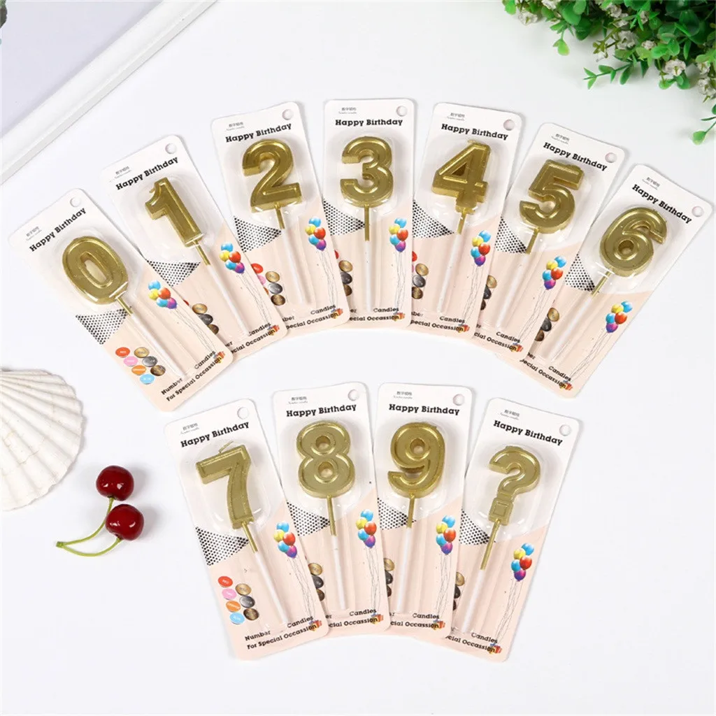 Блестящие говорящие столы цифры свечи Золотой номер 0 9 для дня рождения торта