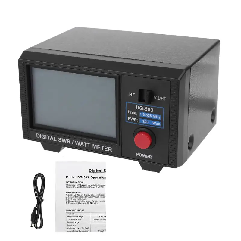 

LCD Display Stationary Wave Ratio Nissei DG-503 Digital SWR & Watt Meter 1.6-60MHz / 125-525MHz 200W for Two-Way Radio H9EB