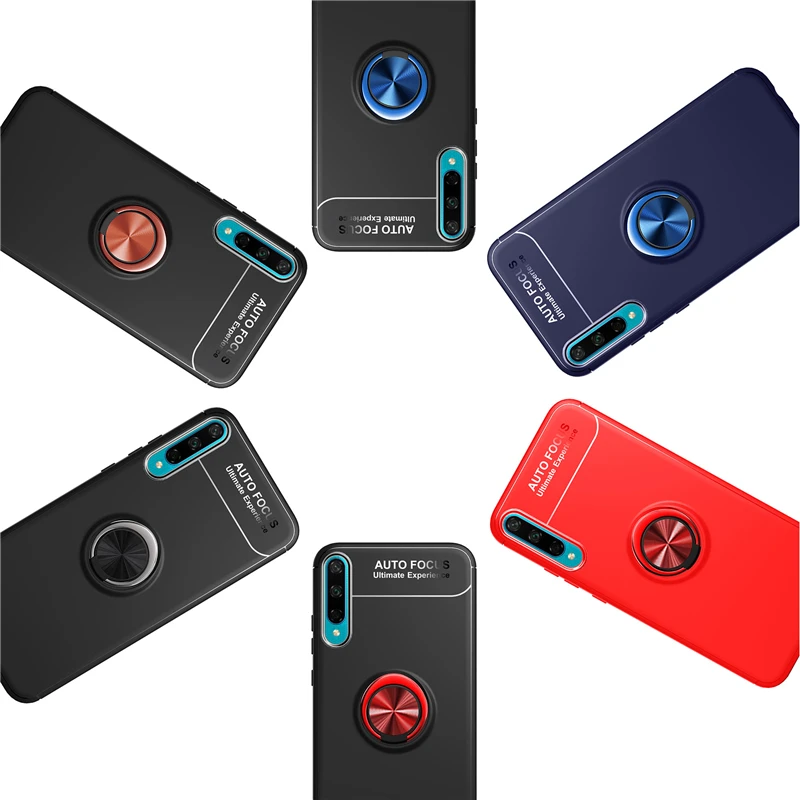 

KEYSION Shockproof Case For Huawei Honor 30i 30S Soft Silicone Magnetic Metal Ring Stand Phone cover for Honor 30 Pro + Plus
