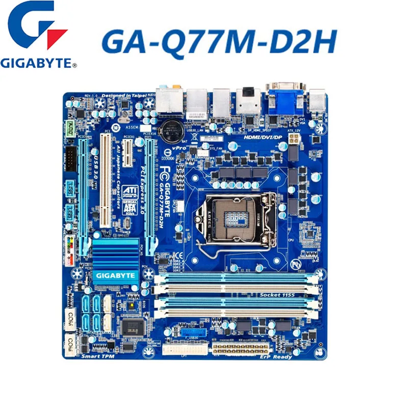 Материнская плата LGA 1155 GIGABYTE GA Q77M D2H DDR3 Intel Q77 Micro ATX Core i3 i5 i7 настольная HDMI