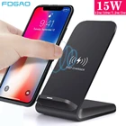 Беспроводное зарядное устройство FDGAO QI с подставкой для быстрой зарядки 15 Вт для Samsung S21 S20 S10 Quick Charge Type C для iPhone 13 12 11 Pro X XS XR 8