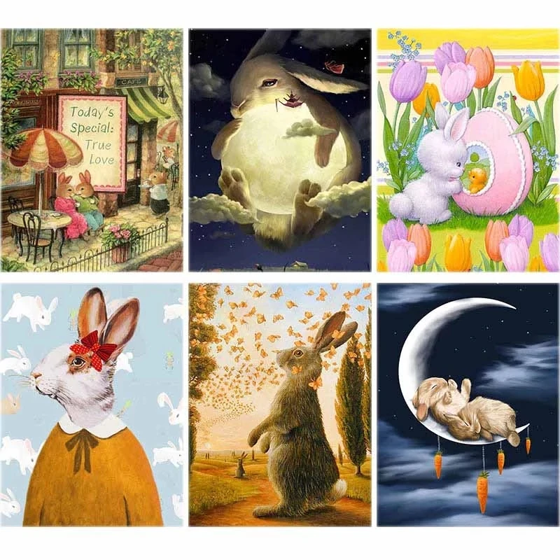 5D сделай сам алмазная картина с мультяшными животными тюльпанами милая