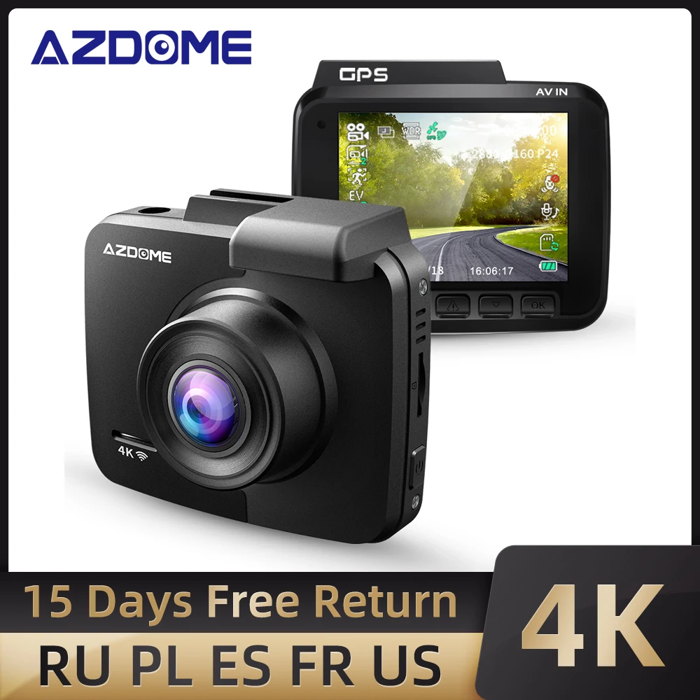 $57.99 Newest AZDOME GS63H Dash Cam Dual Lens 4K UHD Recording Dashboard Camera Super Night Vision - WDR Built-In GPS Wi-Fi G-Sensor