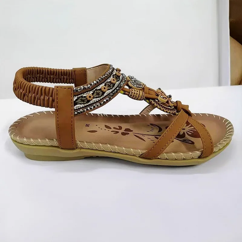 

Sandals Women Summer Wedges Shoes Designer Sandals Butterfly-knot Rhinestone Slides Sandalias Mujer Bohemia Elastic Band Sandal