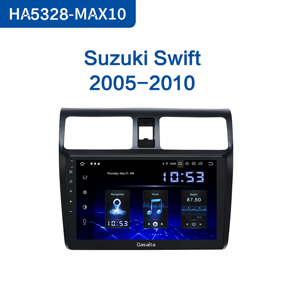 Автомобильный радиоприемник Dasaita IPS экран 10 2 дюйма Android 0 для Suzuki Swift DSP 2005 2006 2007 2008