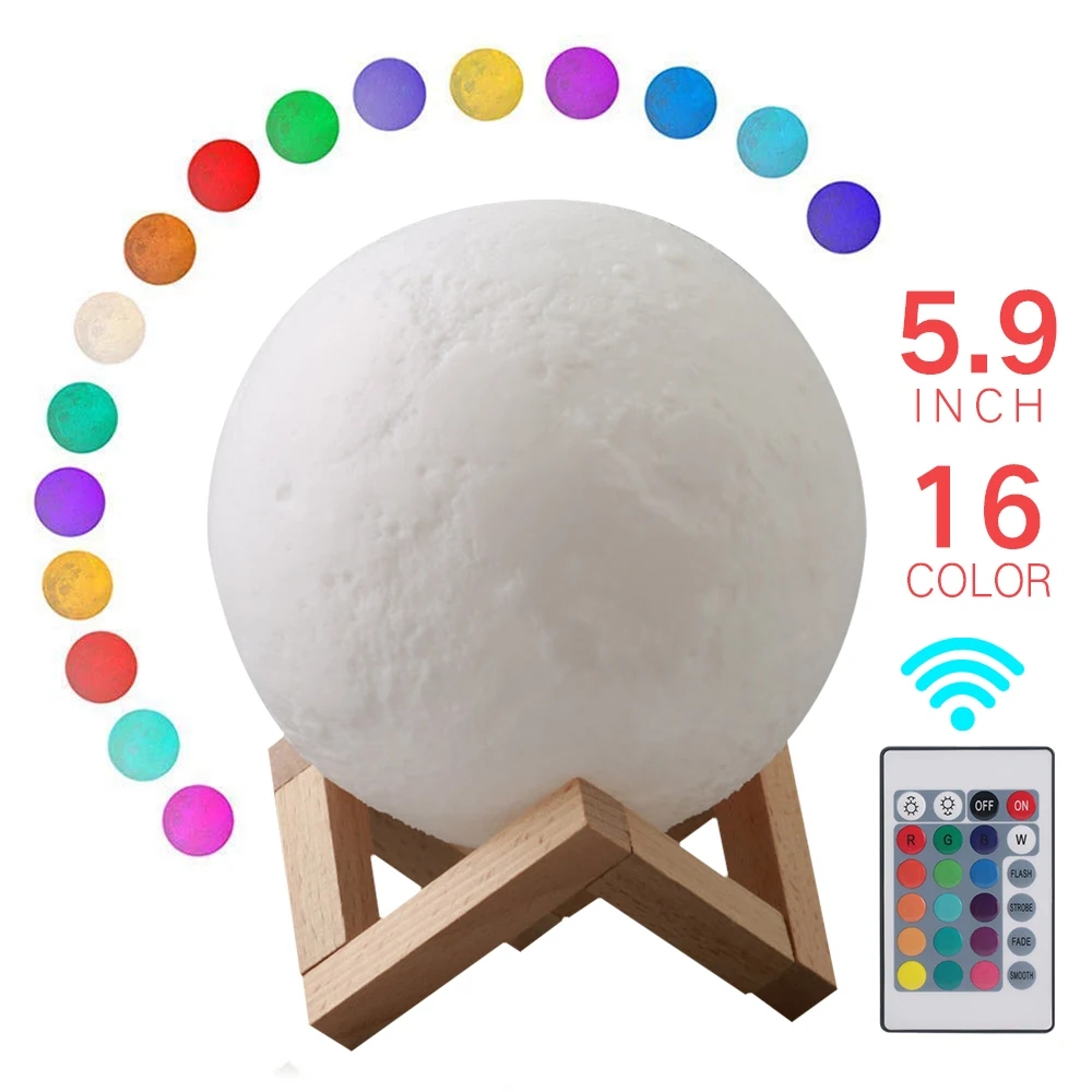 Фотолампа с 3d-принтом 16 цветов ночник перезаряжаемый персонализированный