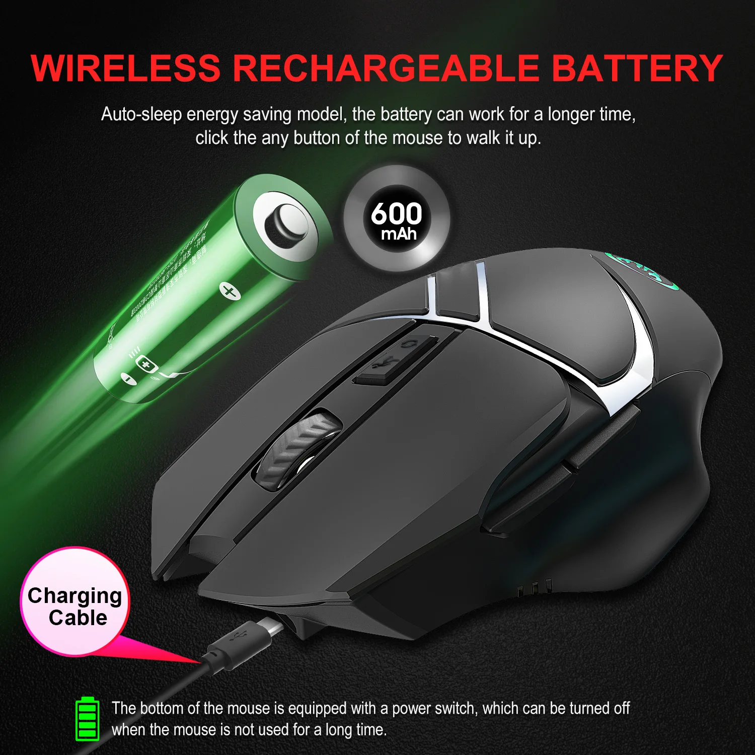wireless mouse rechargeable colorful luminous 2 4g game office home student mouse suitable for desktop computer laptop free global shipping