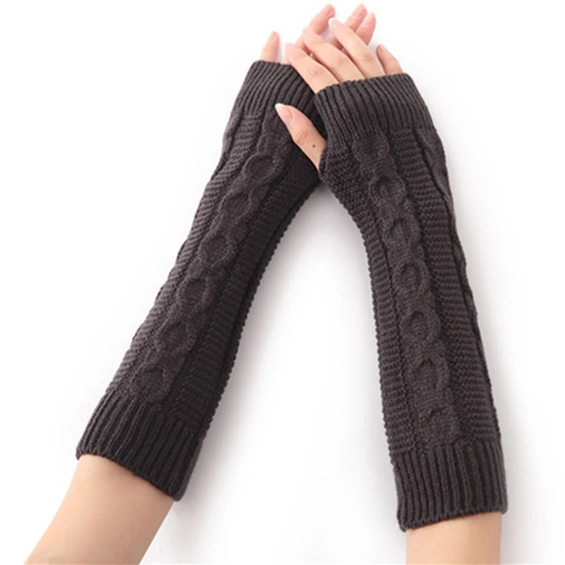 

Knitted Stretch gGloves Long-sleeved Solid Color Wrist Guards Winter Aanti-freezing Warmth And Cold-resistant Leaking Gloves