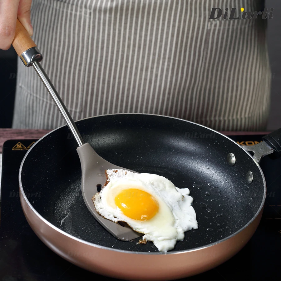 Силиконовые Кухня посуда с деревянной ручкой Пособия по кулинарии ручка из