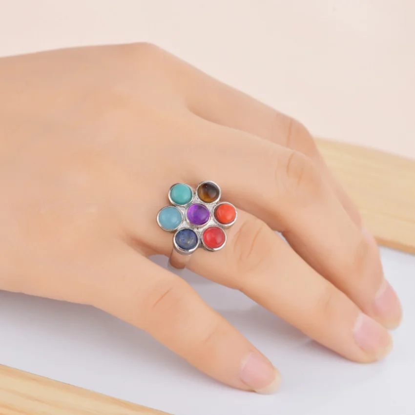 Посеребренный цветок жизни 7 видов цветов небольшие бусины камень изменяемое