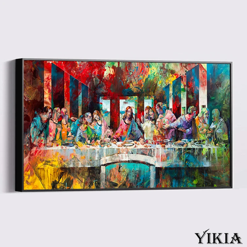 

The Last Supper Canvas Painting Graffiti Abstract Art Poster Reproductions of Famous Paintings Canvas Print Wall Home Decor