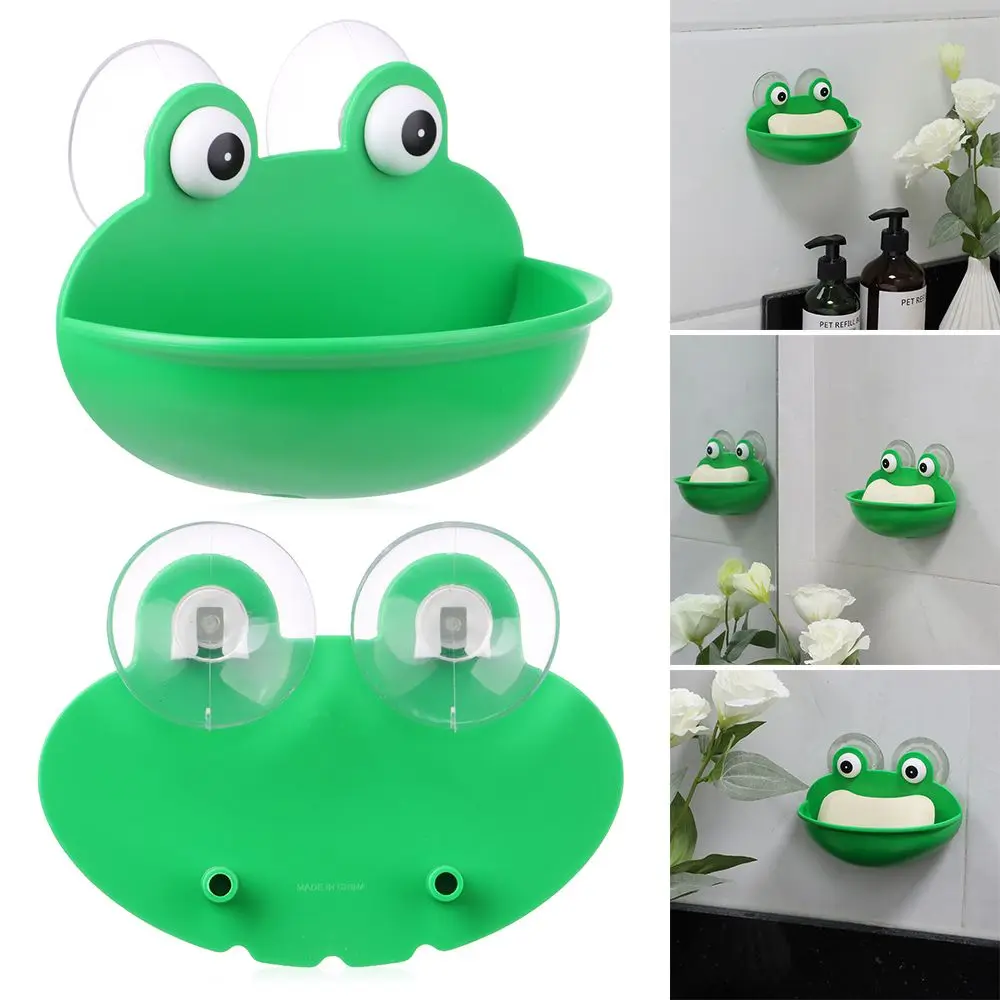 

Wall Mounted Leaking Water Bathroom Drain Tray Holder Frog Soap Holder Storage Box Drain Rack Cartoon Sucker Soap Dish