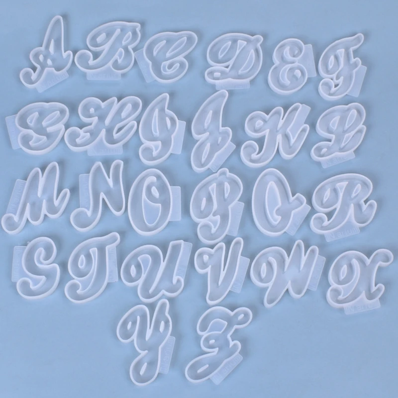 

26Pcs/Set English Letters Crystal Epoxy Resin Mold A-Z Alphabet Shaped Pendant Key Chain Silicone Mould DIY Crafts Jewelry J60E