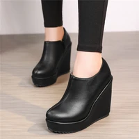 wedge heel platform round toe pumps high heels office ladies shoes party dress evening shoes black beige plus size 9 10 4142 43