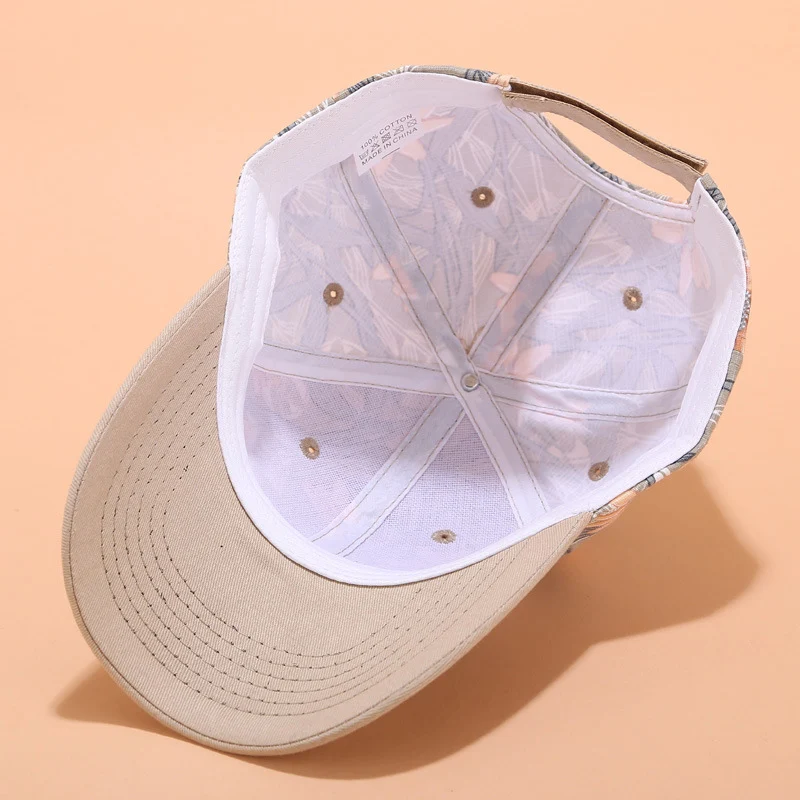 

Flower Leaf Print Cap Casual Women Baseball Cap Summer Female Girls Adjustable Snapback Summer Sun Hat
