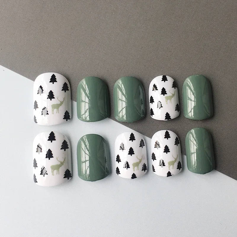 24pcs Fake Nail Tips Short Oval Full Cover Nails Art Press A Variety Of Options Can Be Used As Christmas Gift | Красота и здоровье