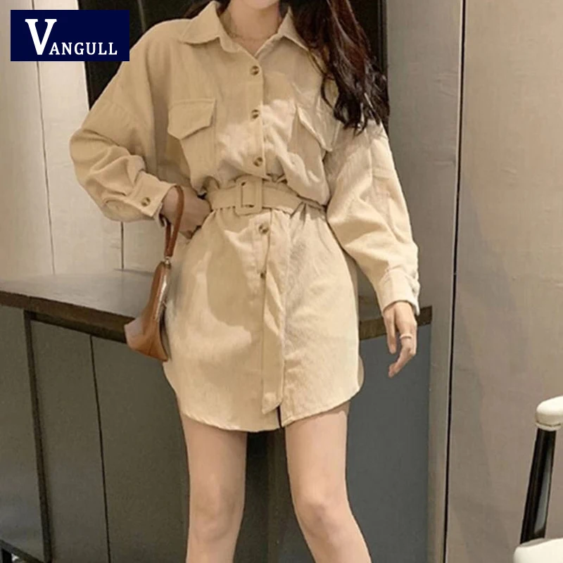 Vangull Женская однотонная Вельветовая куртка с поясом Harajuku облегающие элегантные