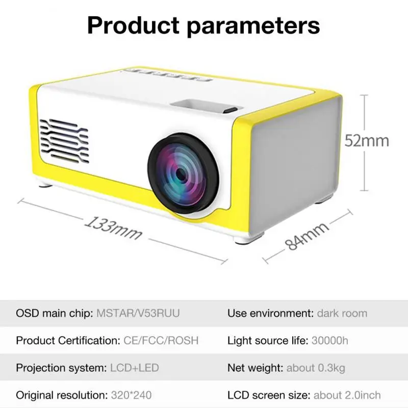 Детский мини светодиодный проектор 1080P 3D M1 PK YG300 беспроводной портативный