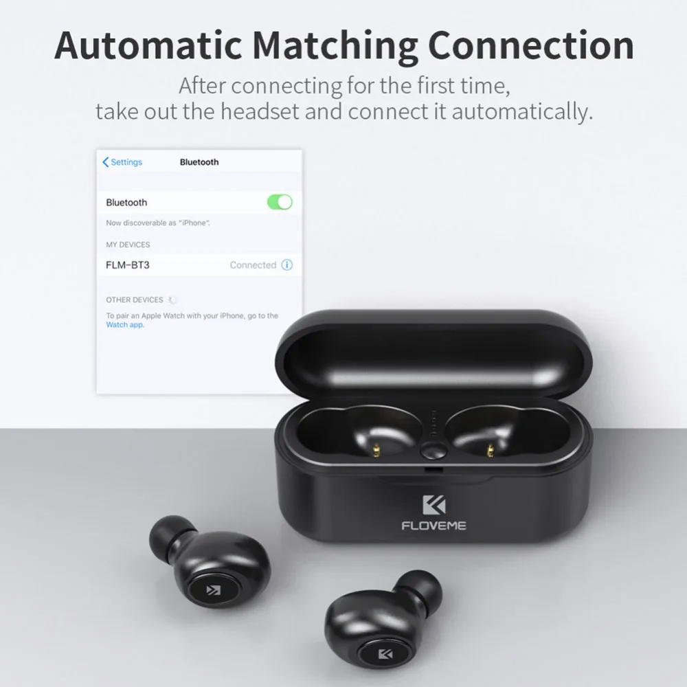 FLOVEME Mini TWS5.0 Bluetooth Беспроводные наушники спортивные наушники гарнитура 3D стерео звук наушники микро зарядная коробка