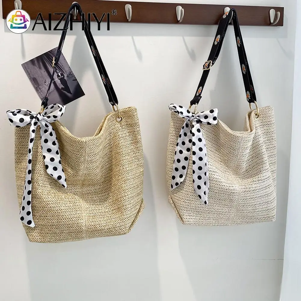 

Women Totes Bags Fashion Solid Ladies Totes Handbags Soft Straw Fashion Designed Girls Large Shoulder Top-Handle Bags