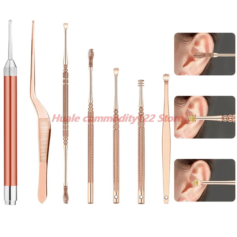 

Hot 7pcs/set LED Ear Wax Pickers Stainless Steel Earpick Wax Remover Ear Pick Cleaner Ear Cleaner Spoon Care Ear Clean Tool