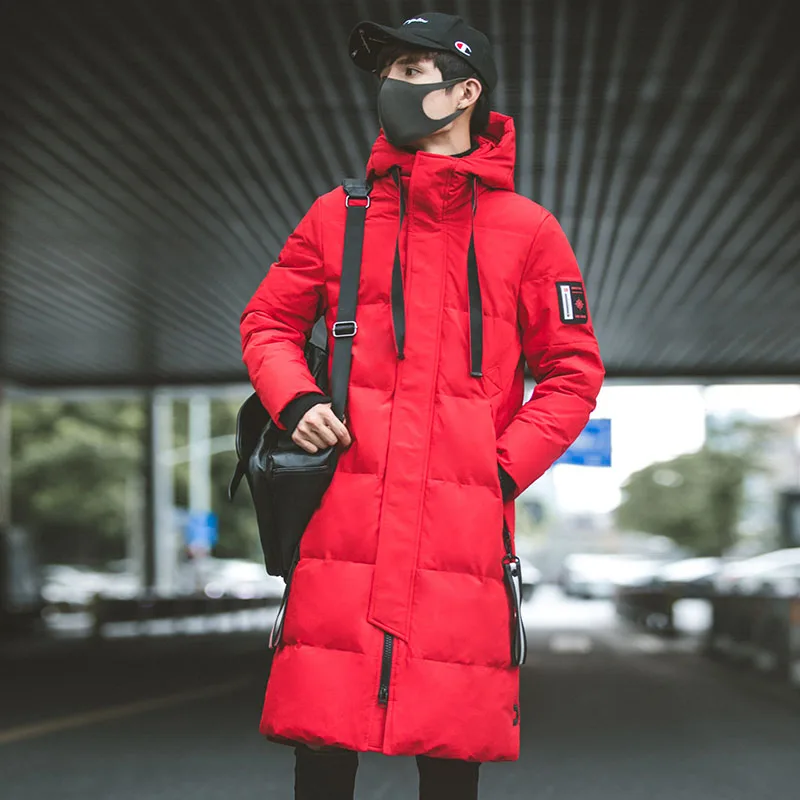 Men Red Tcyeek/большие размеры, зимнее пальто, Мужская Женская куртка, Hiver, модная длинная куртка на утином пуху, мужская и женская модная зимняя одежда с капюшоном 1809 - Цвет: Men Red