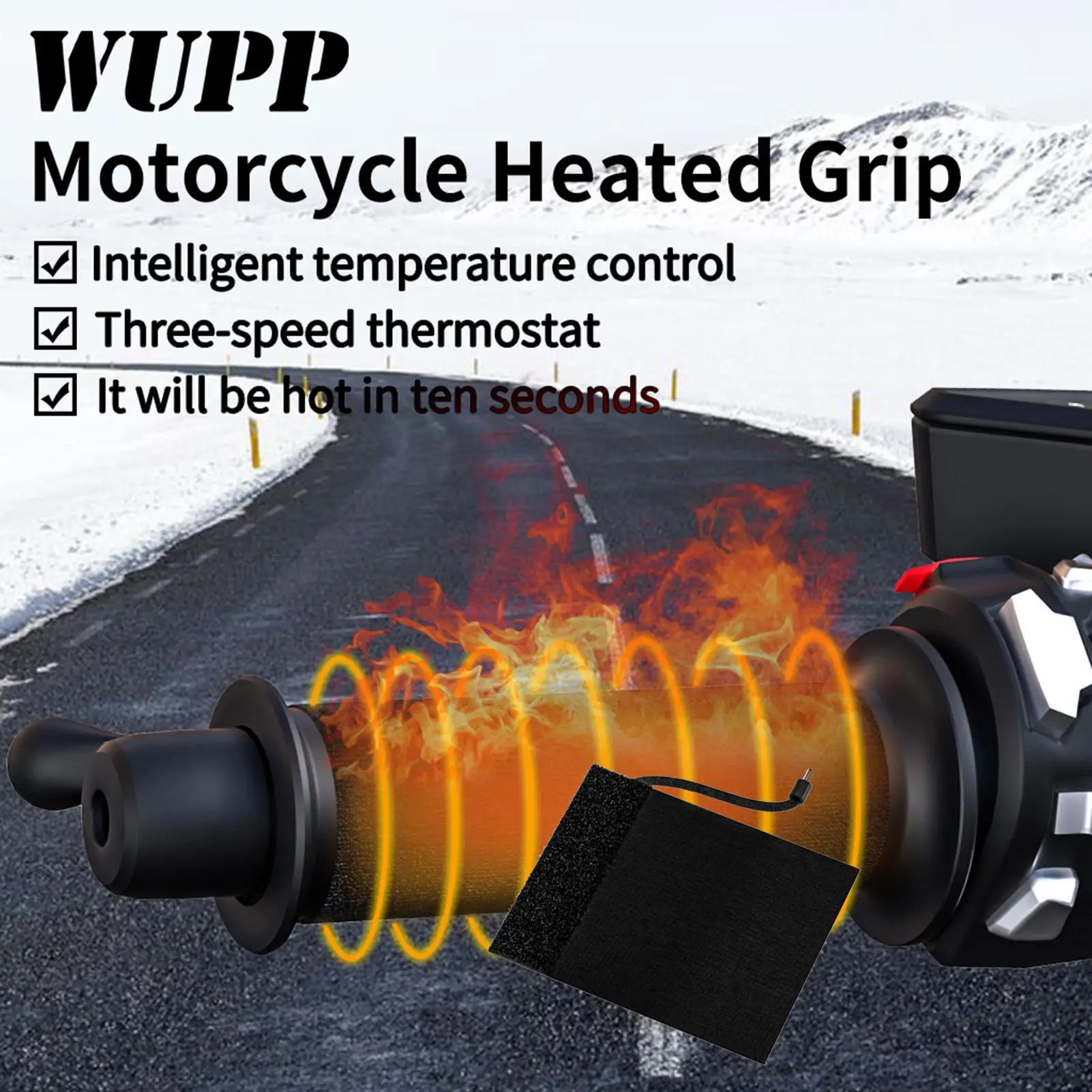 

12V Motorcycle Electric Heated Handlebar Grip Three-Stage Temperature Control Universal Motorcycle Accessories