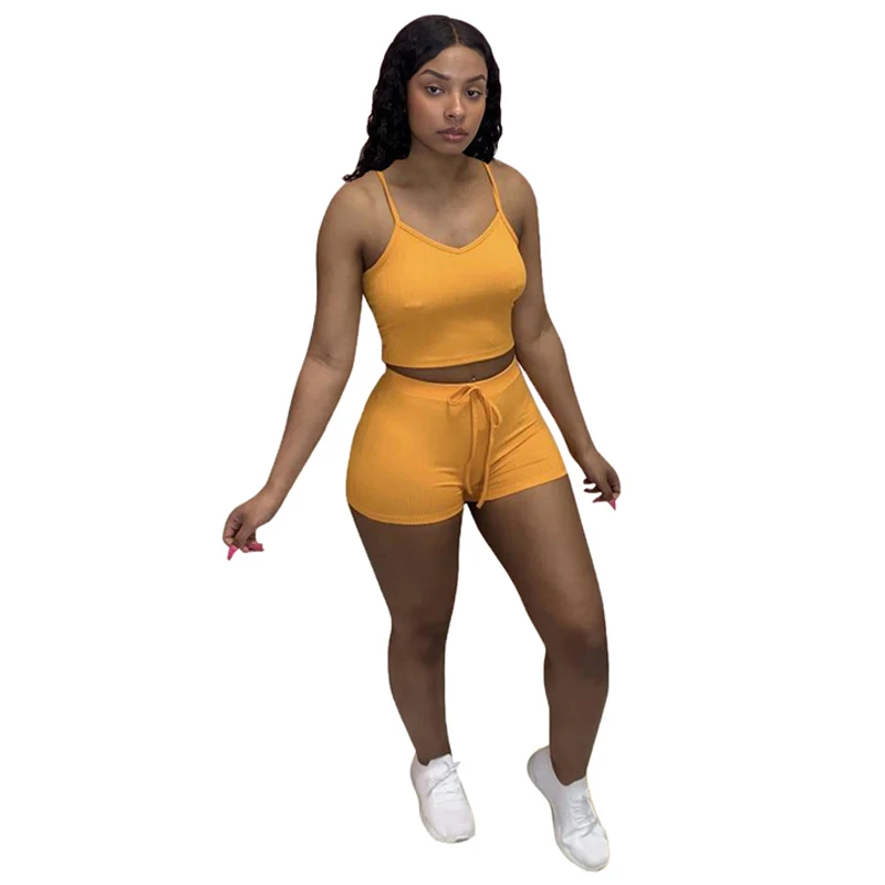 Модные Повседневные однотонные байкерские шорты комплект из 2 предметов женский