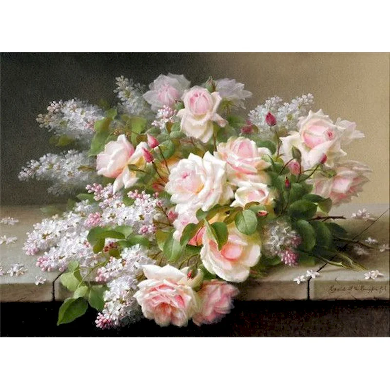 

GATYZTORY Framed Painting By Numbers Adults Flower Oil Painting On Canvas Handmade Floral Vase Hand Painted Canvas Home Decor