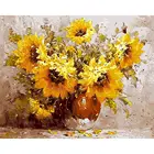 Подсолнечника DIY картина маслом по номерам цветы в вазе Раскраска по номерам на холсте цифровой живописи домашний декор 60x75 см рамка