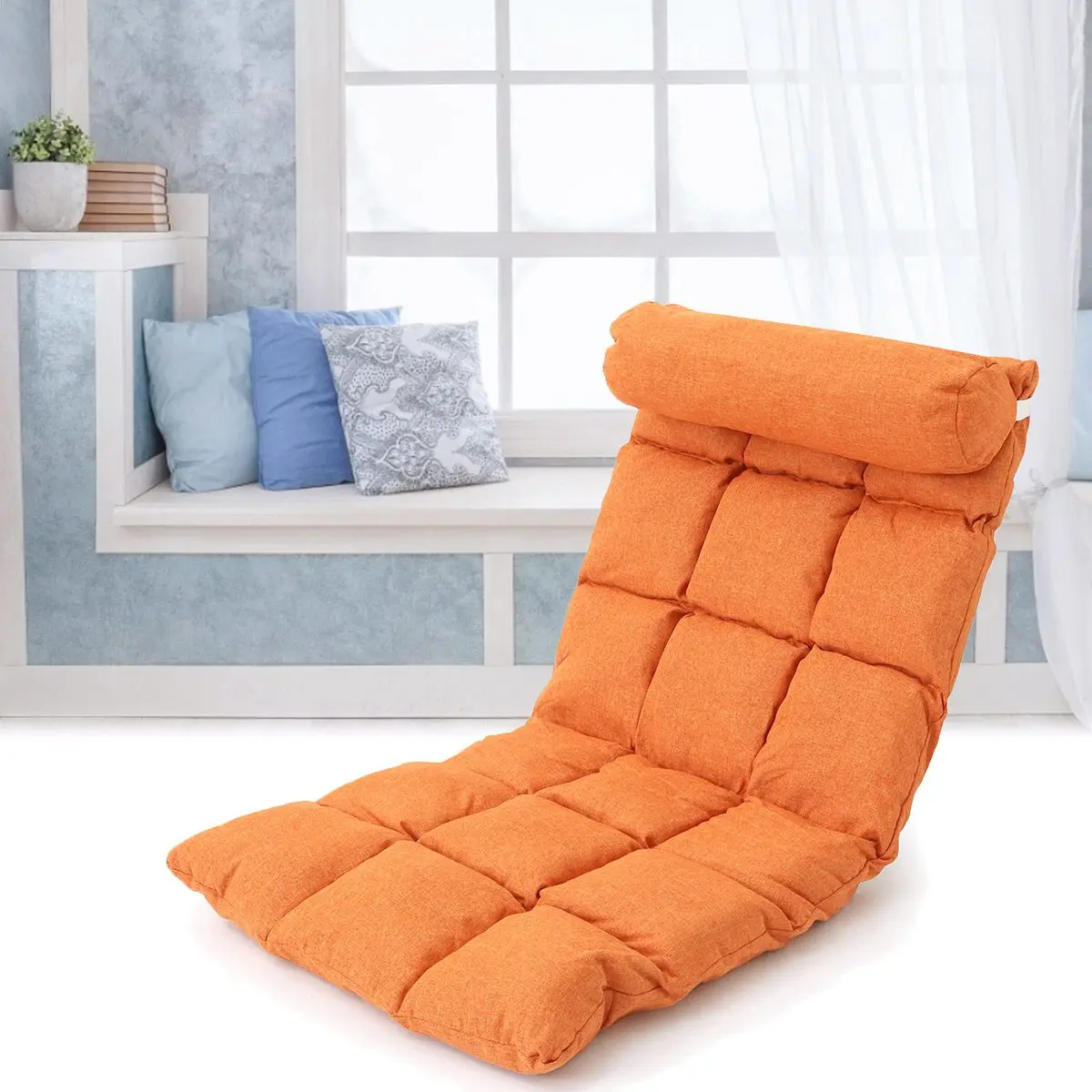 

Orange/Gray/Brown Lazy Sofa Tatami with Pillow Folding Single Foldable Backrest Chair Lounger Seat Floor Cushion Bean Bag Sofas