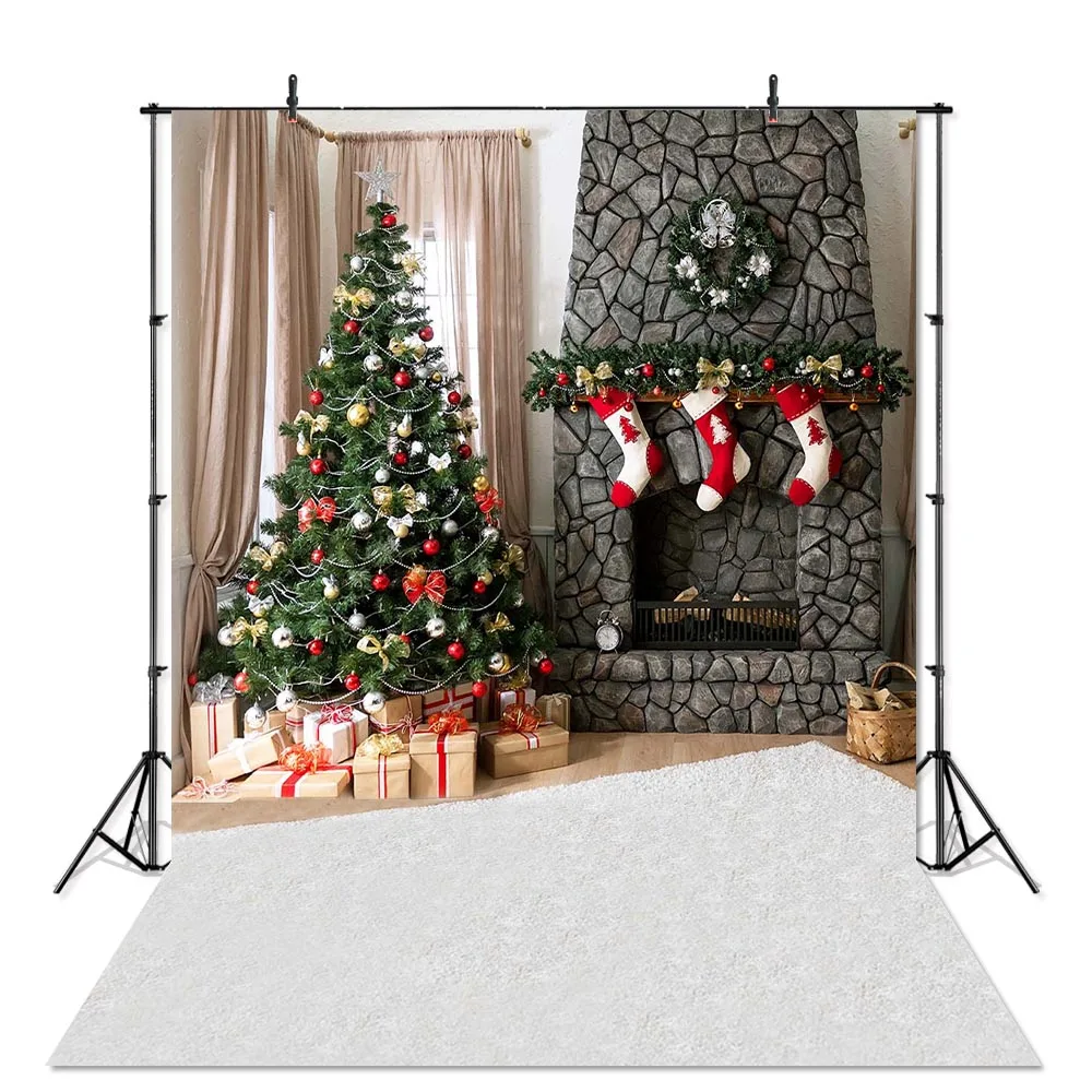 Fireplace Рождественский фон для портретной фотографии зимнее украшение фото стенд фон для фотографической печати - Цвет: Fireplace