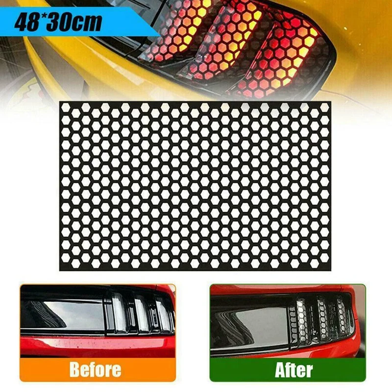 

Car Rear Tail Light Honeycomb Sticker Tail Light Lamp Cover Exterior Accessory 48 x 30 cm