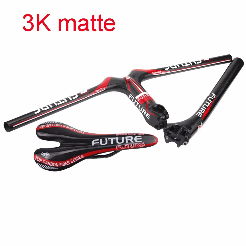3K matte Аксессуары для велосипеда из углеродного волокна future full carbon fiber saddle/seatpost/MTB Интегрированный руль с Карбоновым стержнем три пирога - Цвет: 3K matte