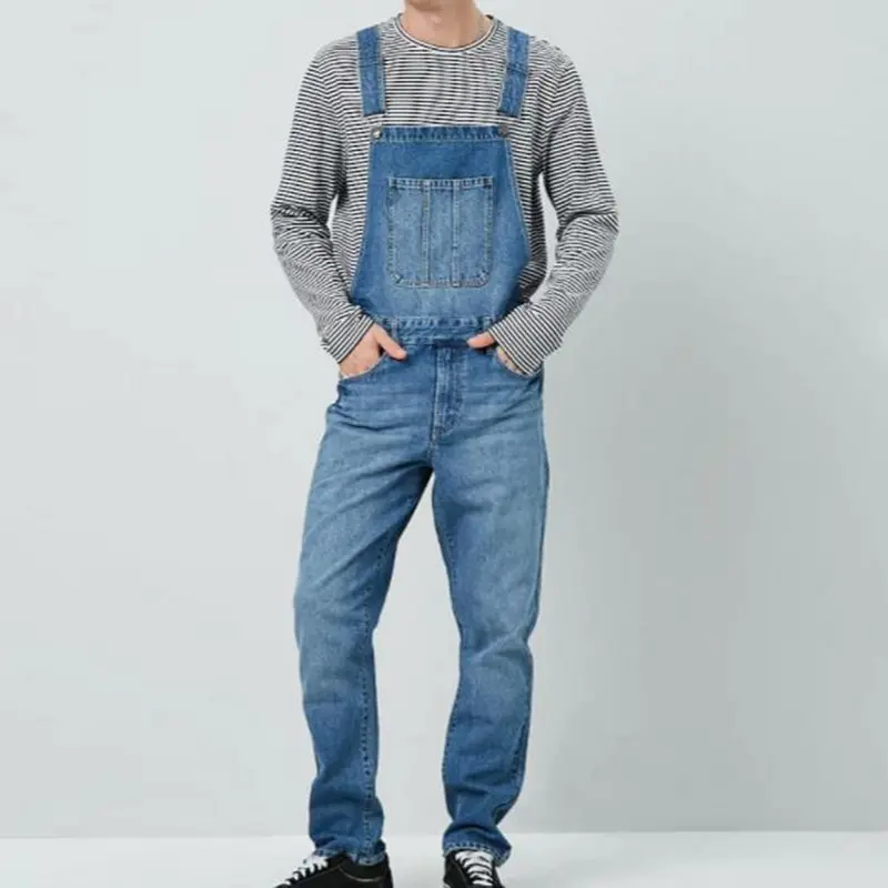 

Fashion 2021 Men Denim Carpenter Overalls Casual Pants Loose Pants Bib Pants Men's Fashion Hip Hop Jumpsuit Bib Pants