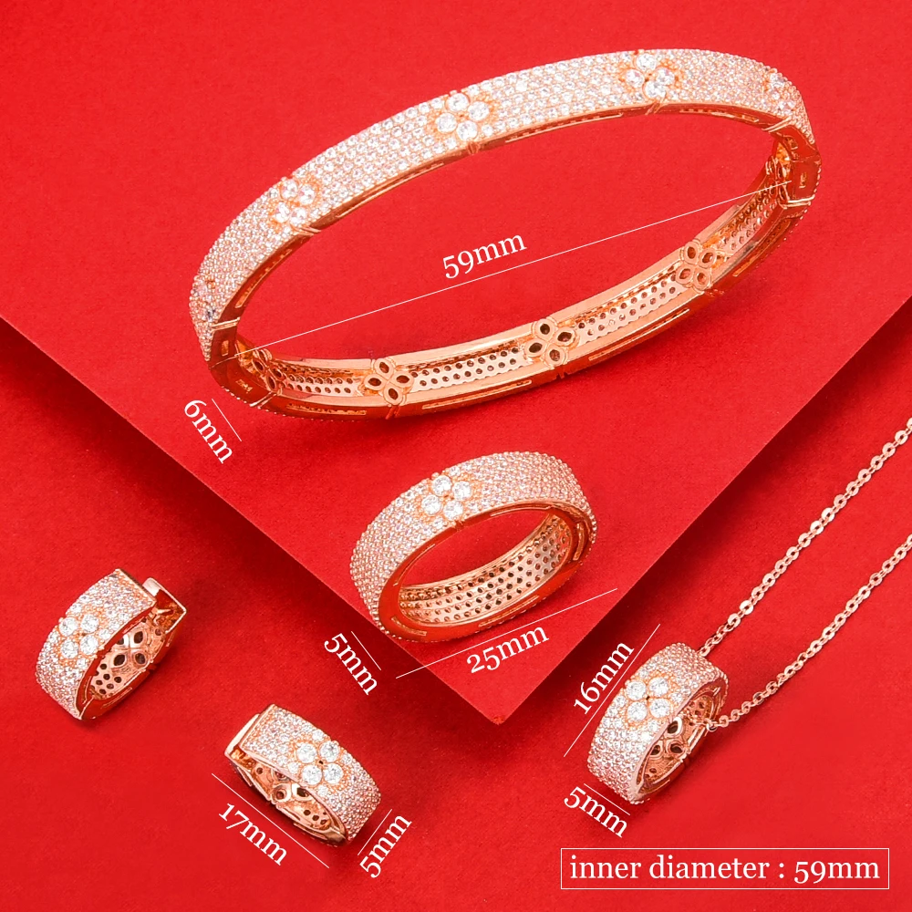 

missvikki New Trendy Stackable Sparkly Bangle Ring Set Mix Match For Women Full Micro Cubic Zircon Party Wedding Saudi Arabic