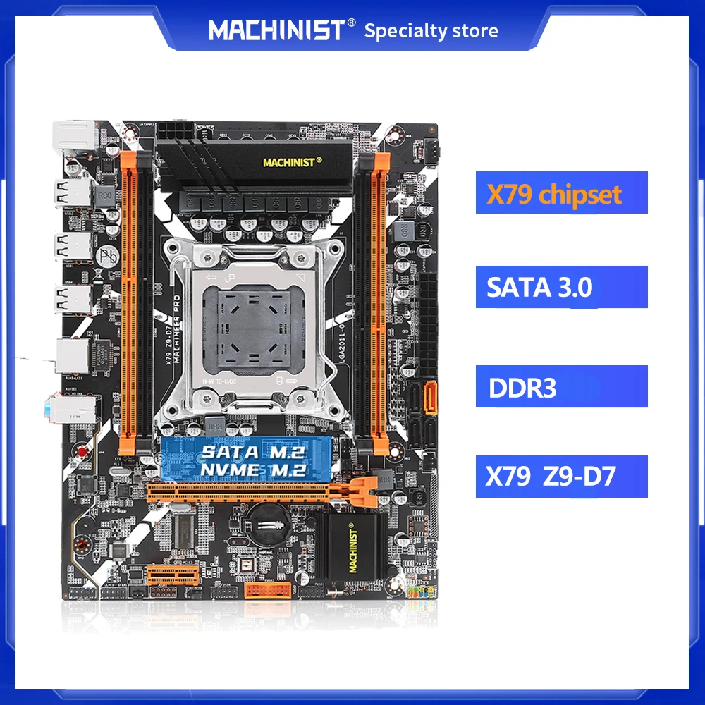 

MACHINIST X79 Motherboard LGA 2011 CPU Support Xeon E5 V1 V2 Processor DDR3 ECC Or NON ECC RAM Memory M.2 NVME NGFF X79 Z9-D7