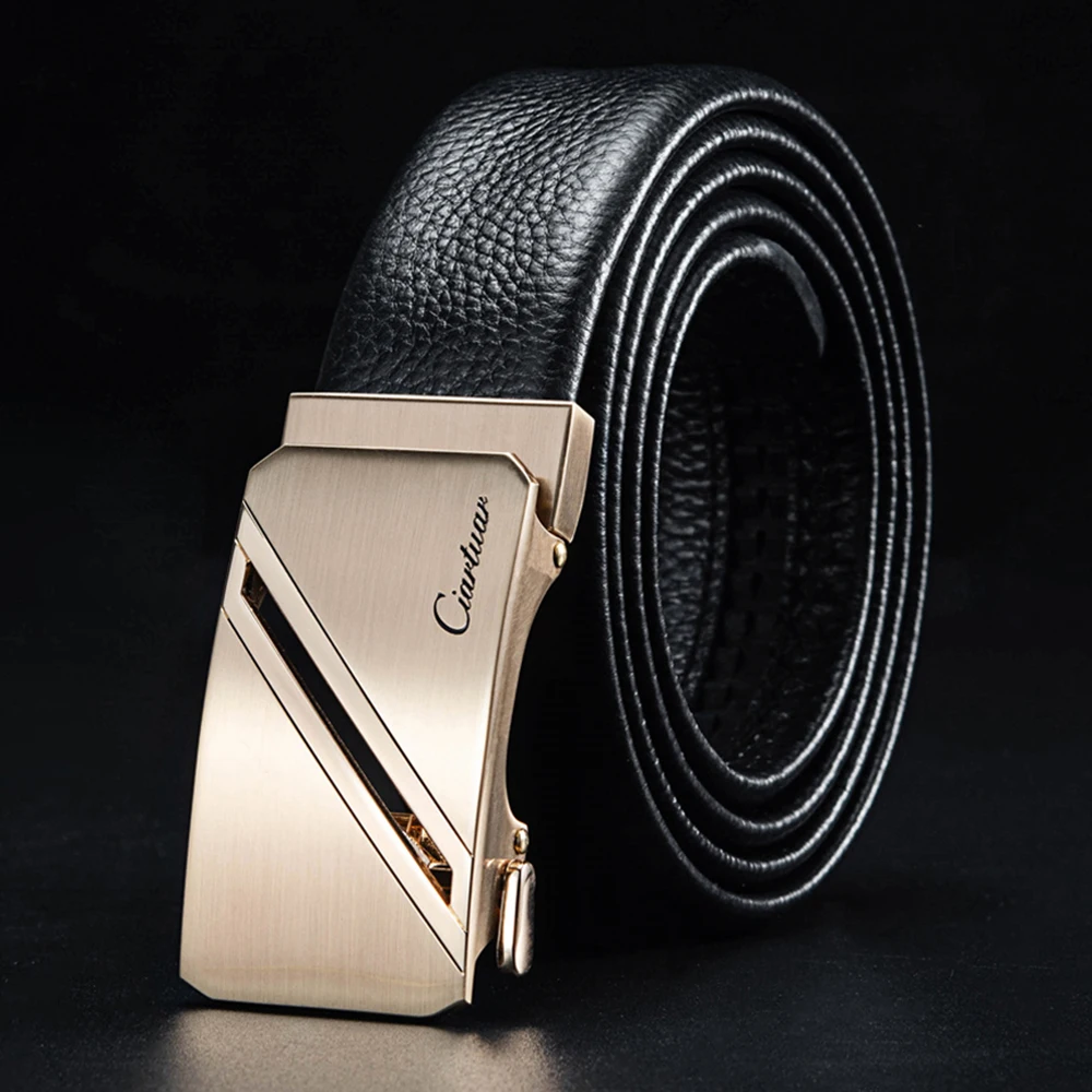 Ремень мужской из натуральной кожи с золотой отделкой | Аксессуары для одежды