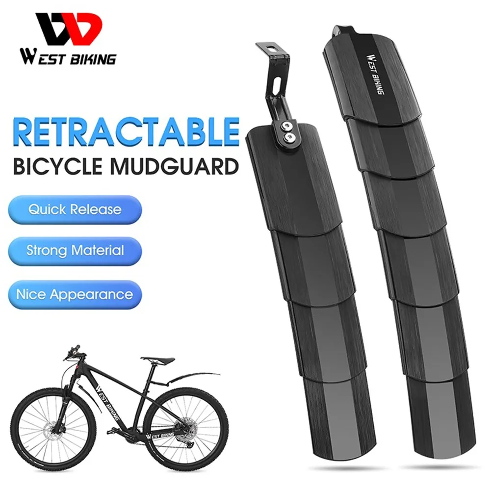 

WEST BIKING 1 Pair Telescopic Foldble Bicycle Front Rear Fenders Mudguards With Taillight Bicycle Parts Cycling Equipment Hot