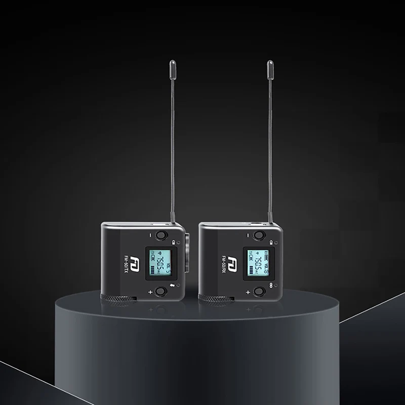 FM50 Аудио 100 м беспроводной UHF петличный микрофон система записи видео в реальном
