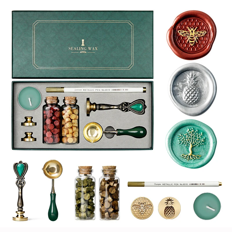 

Wax Seal Set Stamp Retro Replace Copper Head Christmas Wedding Packaging Gifts Wax Stamp Set DIY Sealing Wax Decoration Craft