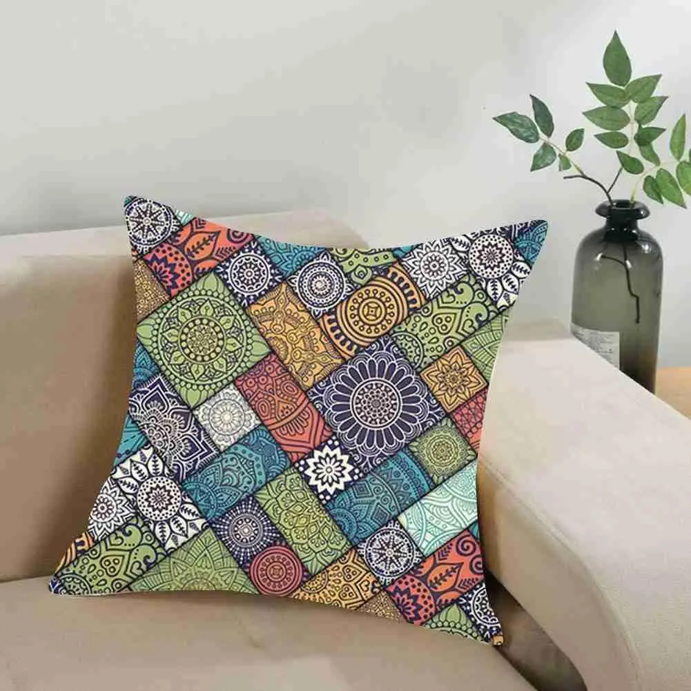 

45*45cm Peach Skin Mandala Printed Pillowcase Home Pillow Sofa Case Cover Decorative Cushion Cover Case Pillow K4I0