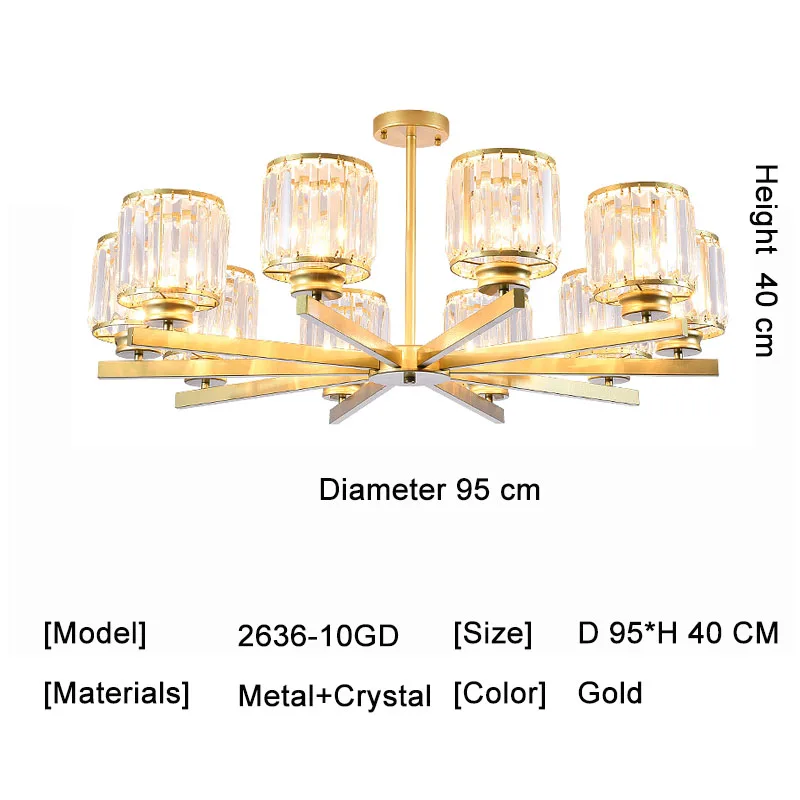 10 Light Gold Современные светодиодные люстры Хрустальные потолочные светильники люстры для спальни гостиной домашние люстры Deco Luminaria - Цвет абажура: 10 Light Gold