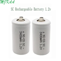 101220pcs 1 2v rechargeable battery 3400mah sc sub c ni cd cell with welding tabs for electric drill screwdriver baterias